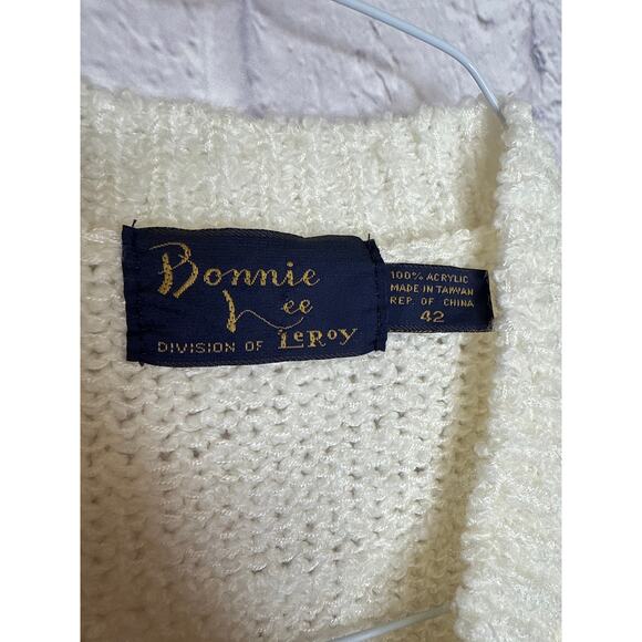 Bonnie Lee Vintage Ivory Knit Sleeveless Cardigan Sweater w/Pockets SZ SM-MED - Picture 5 of 5